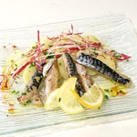 Entrée Bretonne, Filets de Maquereaux marinés au Muscadet et pommes de terre