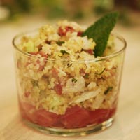 Entrée Bretonne, Verrine de taboulé au boulgour et au thon