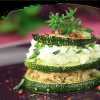 Mille-feuille de courgette et rillettes de maquereaux