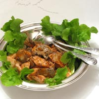 Salade de saumon et foie de lotte